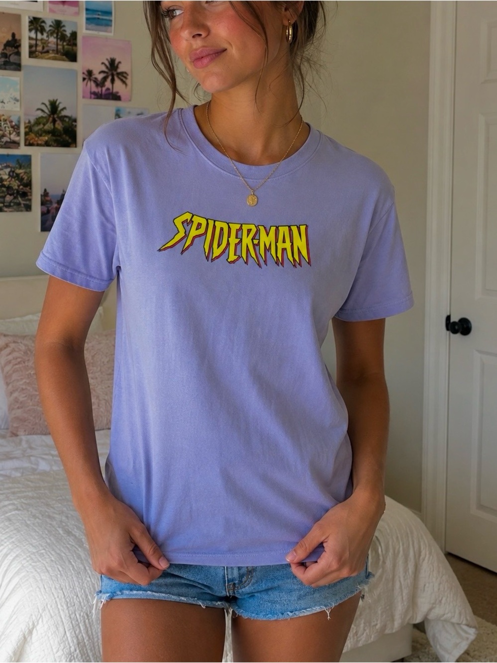 Marvel Spider-Man Logo Tee in Lavender